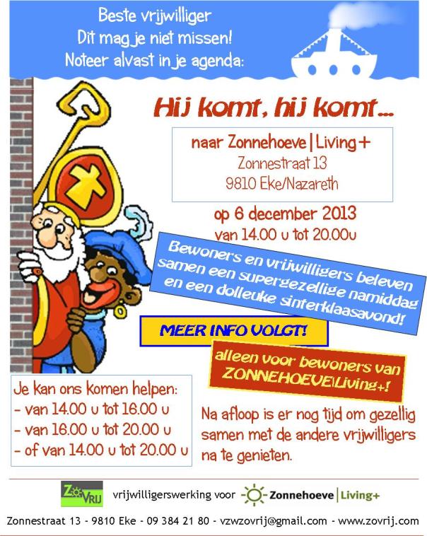 aankondiging Sinterklaasfeest 2013