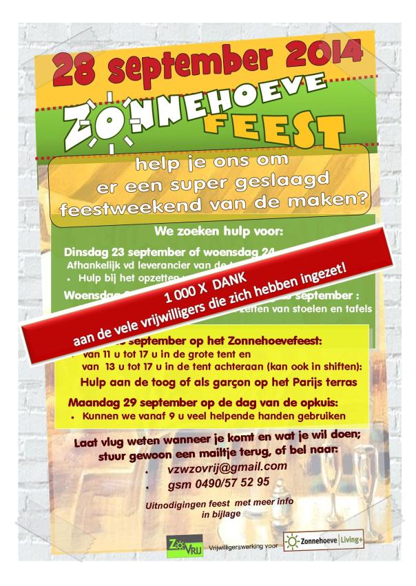 bedanking vrijwilligers Zonnehoevefeest